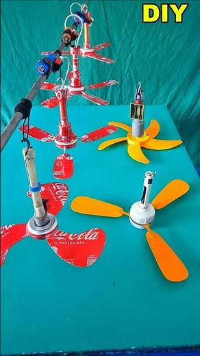 4 red ceiling fans, 2 yellow ceiling fans #ceilingfan #homemadefan #colorfulfan