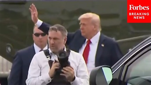 Trump Arrives At Teterboro Airport En Route To Club World Cup Final At MetLife Stadium, NJ
