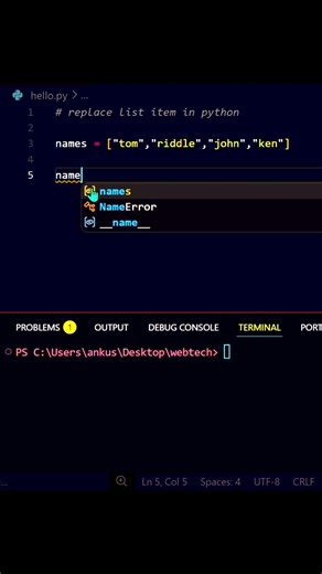 Replace Items in Python List Like a Pro! 🐍🔥#shorts #python