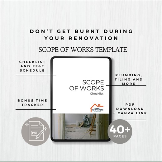 Scope of Works Template | Renovation Checklist | Tradesperson Management | Australian Homeowner | Avoid Budget Blowouts - Etsy
