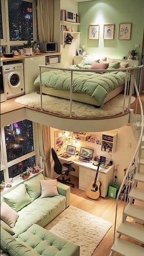 Cozy Green Loft Bedroom