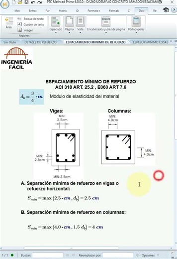 Minimum reinforcement spacing #luiscardenas #easyengineering #engineering #mathcad