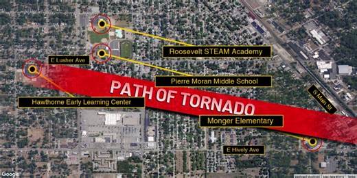 Several Elkhart schools damaged after tornado hits city