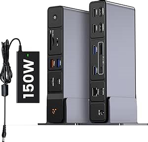 TobenONE USB C Docking Station 3 Monitors, 18-in-1 Triple 4K Display, 150W Power Adapter with 20W Fast Charging, 8 USB Ports up to 10Gbps, 2 HDMI/DP/USB C, for Windows/Chrome OS