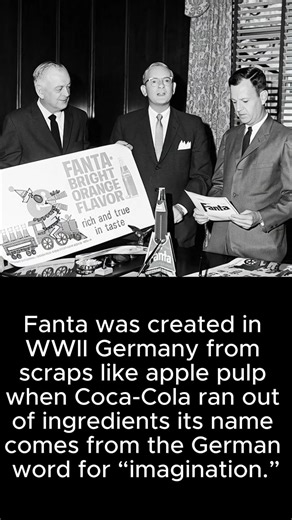 3.1K views · 12 reactions | Fanta wasn’t born out of flavor it was born out of necessity. During WWII, Coca-Cola Germany couldn’t get the ingredients to make Coke, so they invented a new drink from leftover apple pulp and whey. That’s how “Fanta” was born named from the German word for “imagination.” | History Exposed | Facebook