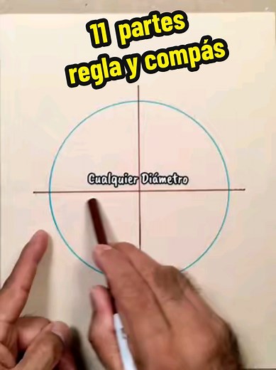 Circunferencia en 11 partes iguales con regla y compás