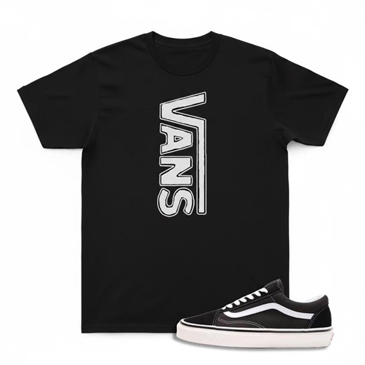 Black Vans Old Skool Match Shirt, Vertical Logo Graphic Tee, Streetwear - Etsy
