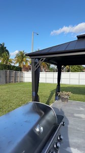 Gotland 12' x 14' Outdoor Gazebo, Hardtop Gazebo with Curtains and Netting, Outdoor Pavilion with Iron Double Roof, Permanent Metal Pergola for Garden Lawns Patio Party Gray