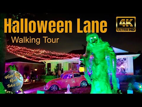 [4K] Happy Halloween! Halloween Lane Walk Through, Lisco Street, Whittier, CA. 2021