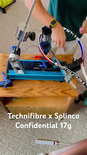 Stringing a Technifibre with Solinco Confidential 17g #shorts #tennis #stringing