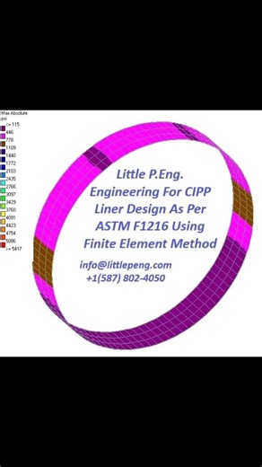 Revolutionizing Pipe Rehabilitation: Little P.Eng. Engineering's Mastery of CIPP Liner Design via Finite Element Method in Accordance with ASTM F1216 In the realm of civil engineering, the use of trenchless technologies for pipeline rehabilitation has gained significant traction due to their efficiency and minimal disruption to infrastructure. Among these methods, Cured-In-Place Pipe (CIPP) lining stands out as a versatile solution for renovating deteriorating pipelines. Little P.Eng. Engineerin