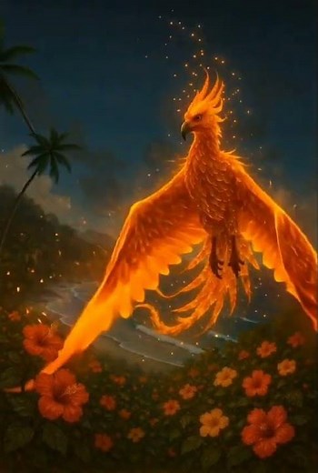 Majestic Fiery Phoenix Flying Over Tropical Island | Cinematic Fantasy Animation (4K) Ai Version #ai