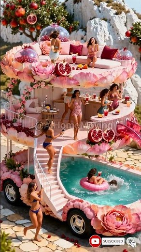 Pomegranate Paradise RV – A Ruby Red Pool Party on the Road! 🍎✨ #DreamRV #AIHomeMoving #Shorts