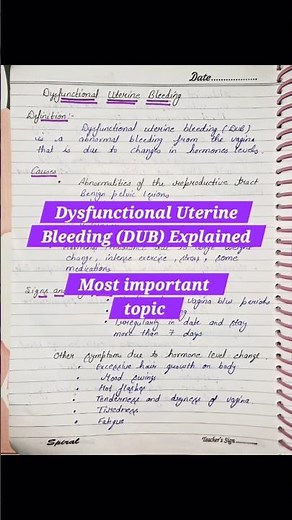 Dysfunctional Uterine Bleeding (DUB) Explained | Quick Nursing Notes for GNM 3rd year & BSc Nursing