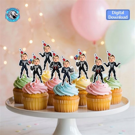 Custom Face Venom Cupcake Topper, Superhero Kids Birthday Printable Decor - Etsy