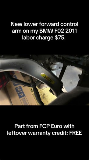Control arm replacement in BMW cost me only $75 in labor. Part was FREE. #righttorepair #bmw #hack