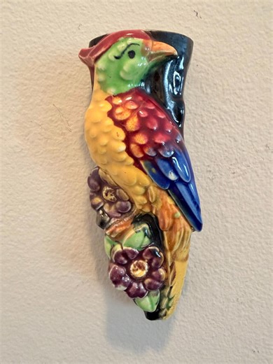 Vintage Majolica Tropical Colorful Bird Ceramic Wall Pocket Vase Planter Japan - Etsy
