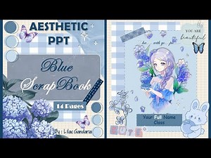 Aesthetic PPT BLUE ScrapBook Theme - Tutorial #pptaesthetic #vintage #freeppttemplate #vintageppt