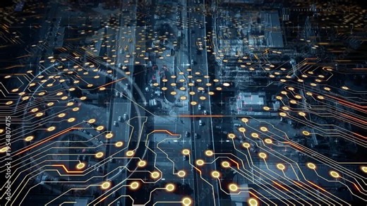 Animation of rows of dots and network of connections