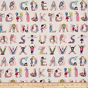 Alexander Henry "Monkey's Bizness Watch Me ABC" Quilt Fabric, Natural