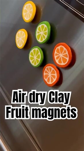 Air Dry Clay Fruit Magnets Tutorial 🍋 #airdryclay #airdryclayideas #airdryclaymagnets #diyclay #art