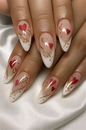 Easy Valentine's day nail art tutorial with french tips, gold heart and chrome red hearts. ✨❤️ #nailbeauty #nailart #heartnailart #beauty #valentinesnails #fblifestyle #valentinesnailart #nailarttutorial #handmade | Crazy Nailzz - The Nail Art Studio