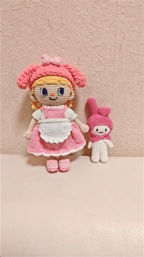 マイメロの服を編みました🐇🧶 #amigurumi #crochet#knitting #あみぐるみ
