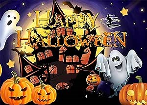 Halloween Party Backdrops for Photography 7x5FT Washble and Polyester Halloween Backdrop for Pictures Pumpkins on Trees, Yellow
