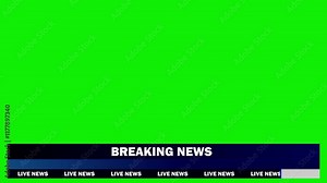 Breaking news lower third running live news right to left side moving green screen animation Stock Video