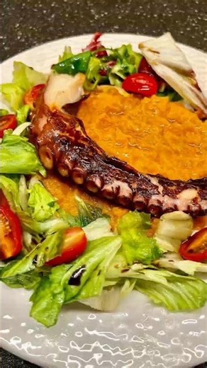 Octopus with Sweet Potato Purée and Fresh Salad