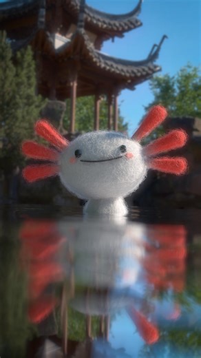 Felt Axelotl - Daily Quillustration built and animated in VR using Quill, rendered in Blender/Cycles using Doublegum's felt shader. | Goro Fujita Art