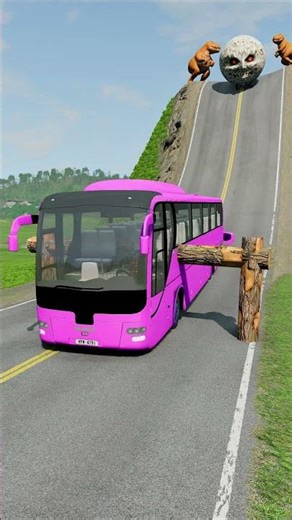 Long City Buses vs Logs Trap - BeamNG.drive #shorts #beamngdrive #bus