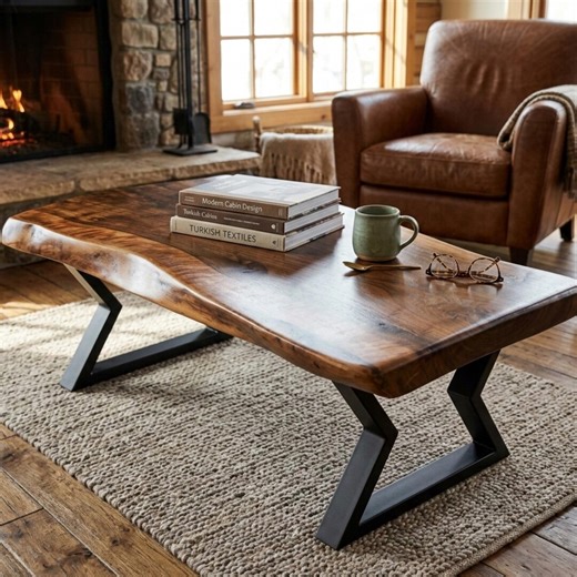 Live Edge Coffee Table - Rustic Solid Wood Center Table - Modern Solid Wood Living Room Furniture - Solid Wood Organic Living Room Furniture - Etsy