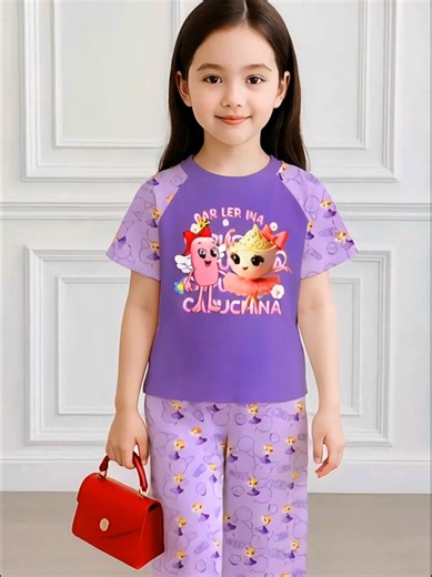 Combo Đồ Bộ Bé Gái: Áo Cộc, Quần Dài