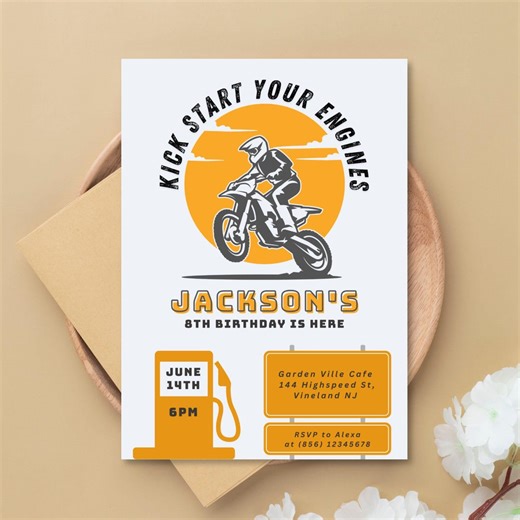 Editable Motocross Birthday Invitation, Dirt Bike Party Invite, Digital and Print Invitation, Canva Template - Etsy