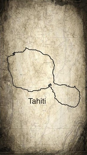 Tahiti map drawing on vintage cartography paper #Tahiti #map #cartography #geography