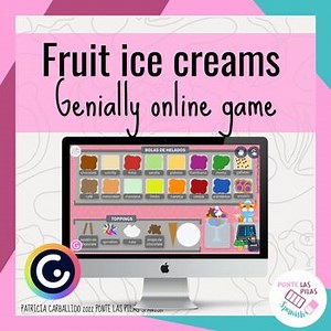 Spanish ice cream fruit flavours vocabulary interactive game on Genially