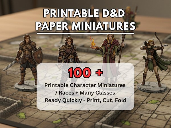 RPG Miniatures DND Printable Paper Minis Bundle Pack - 2D Characters for Dungeons and Dragons - Etsy