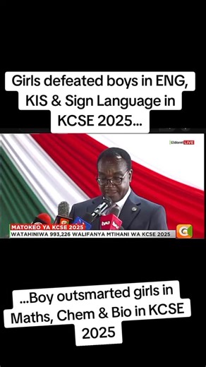 SagweIsReal (TVC) on Instagram: "KCSE 2025: Boys did well in Maths, Chemistry and Biology while girls did well in English, Kiswahili and Sign Language. #kcse2025results"