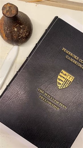 Full leather binding with gold embossing. Sometimes ‘simple’ is what is needed. Raised bands on the spine and simple gold tooling. Printed pages by @nevdean_printing #blackcatbindery #bookbinding #bespokeprinting #leatherbook #goldembossing | Black Cat Bindery