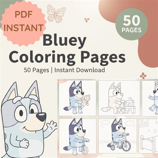 Bluey Coloring Pages Bundle | 50 Printable Sheets | Instant Download - Etsy Canada