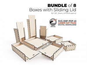 Laser Cut Box With Sliding Lid SVG Files Bundle, 8 Templates for Storage, Keepsake & Gifts (glowforge, SVG, DXF) - Etsy