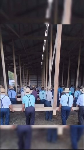 Unbelievable Teamwork: Dozens Move an Entire Barn by Hand! #viralvideo
