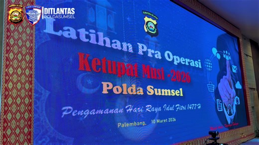 “Latpra ops Ketupat musi 2026” Dirlantas Polda Sumsel KBP Maesa Soegriwo, S.I.K, M.H , bersama PJU Ditlantas Polda Sumsel mengikuti kegiatan Latpra Ops Ketupat Musi 2026 pengamanan hari raya idul fitri 1447 Hijriyah yang di Pimpin Langsung Oleh Kapolda Sumatera Selatan. Dalam kegiatan ini personel yg terlibat dalam rangka operasi ketupat musi 2026 sebelum dilaksanakany operasi dilakukan latihan bersama bertujuan untuk menjelaskan tujuan operasi dan menyamakan pemahaman tugas sehingga pada saat o