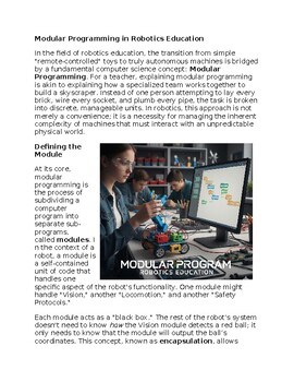 Modular Programming in Robotics Education - Reading Passage and x 10 Questions