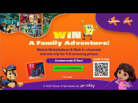 This is your LAST CHANCE to win a trip to Nickelodeon Playtime in Jakarta with Unifi TV! ​