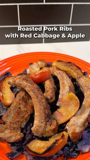 Roasted Pork Ribs with Red Cabbage & Apple