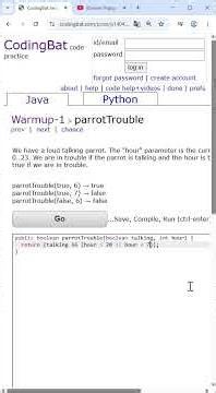 🗣️🎧: 🇨🇭 | 🧮 Basic Java - Coding Bat - "005_Warmup1_parrotTrouble" | #java #education #codingbat