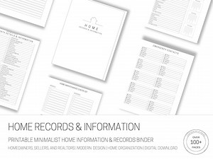 Home Information & Records Bundle - Life Binder, Organization, Minimalist, - Homeowners, Sellers, and Realtors - Etsy