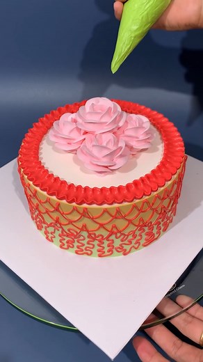 Birthday Cake Decorating With Rose #cake #cakedecorating #soeasy #reelsviral | So Easy